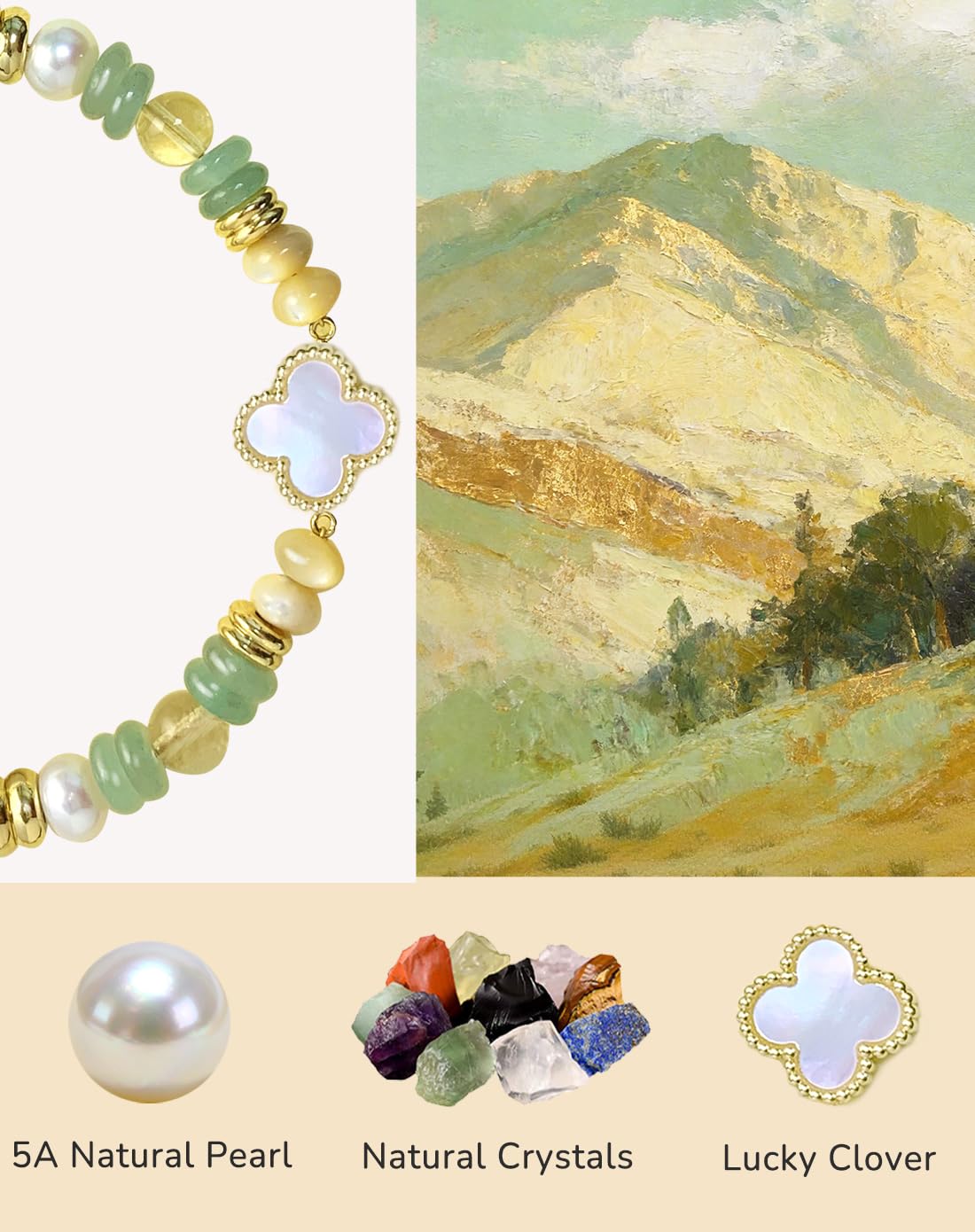 YEETONDA Four Leaf Clover & Heart Natural Gemstone Rainbow Bracelets Jewelry 16th 21st 30th 40th 50th 60th 70th 80th Birthday Gifts For Women Mom Sister Friend Daughter Niece(Green Aventurine)