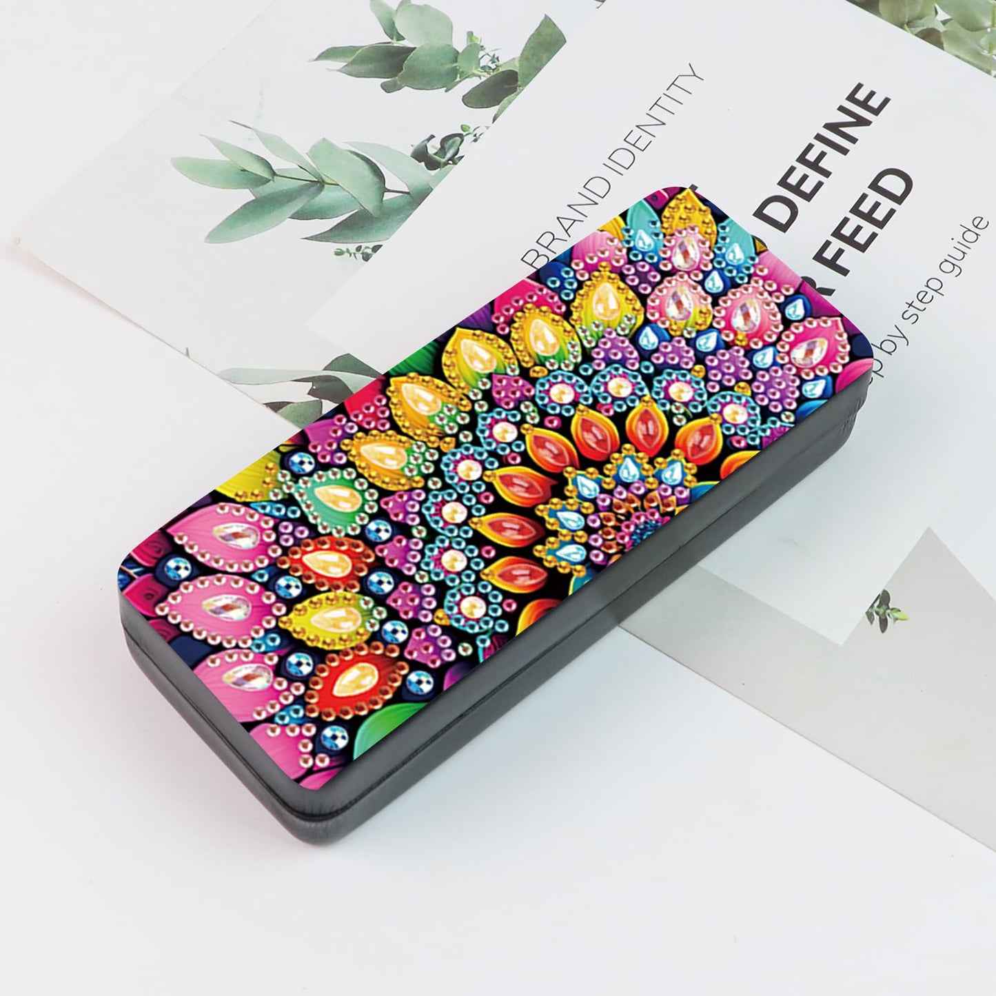 AiYuanzsh DIY Diamond Painting Glasses Case, Mandala Flower Eyeglass Storage Box, Colorful 5D Diamond Art Kit for Adults, Travel Sunglasses Holder, Handmade Craft Gift Idea