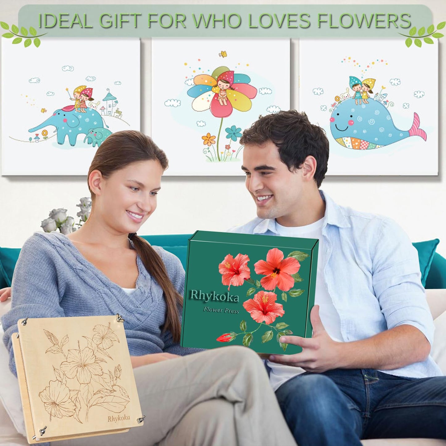 Rhykoka Large Flower Press,11x11 inch (28x28cm) 10 Layers Wooden Flower Pressing Kit for Adults with Storage Bag, Great Gift for DIY Flower Lovers (Wooden)