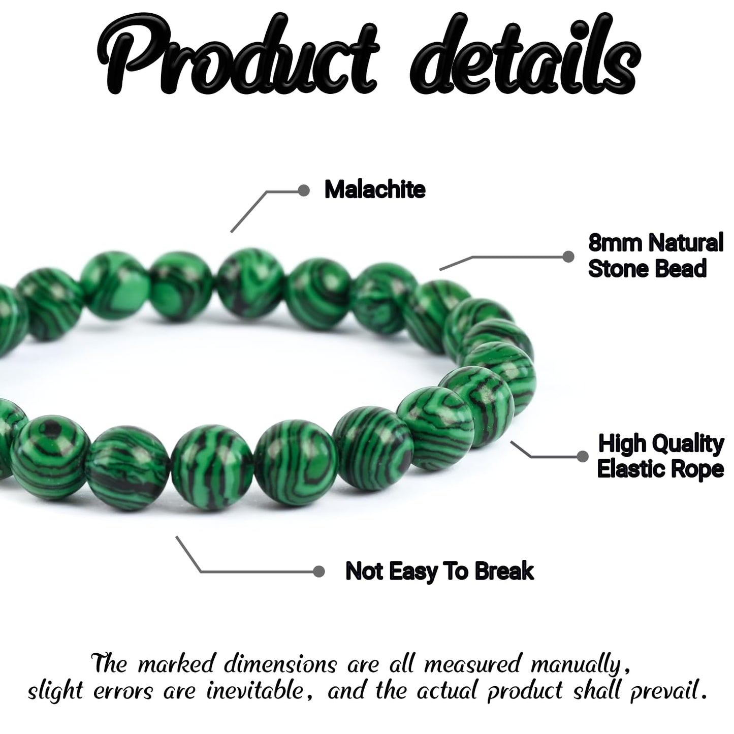 PZTIIY Crystal Bracelet - Natural Energy Crystal Bracelet for Men and Women (ZLY-Malachite)