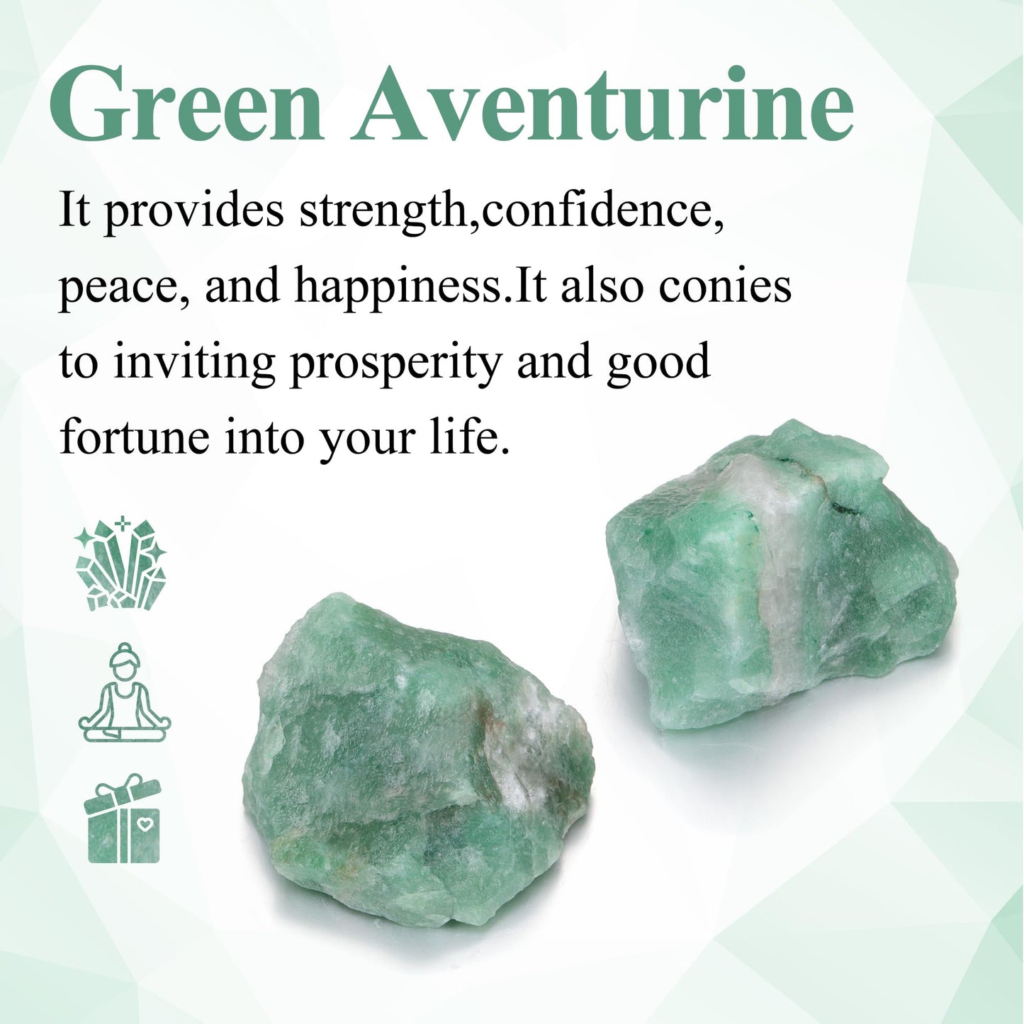 Jovivi 2pcs Raw Green Aventurine Crystals,Large 1.6-2.2" Healing Crystals Natural Rough Stones Crystal for Tumbling, Cabbing, Home Decoration, Polishing, Wicca & Reiki