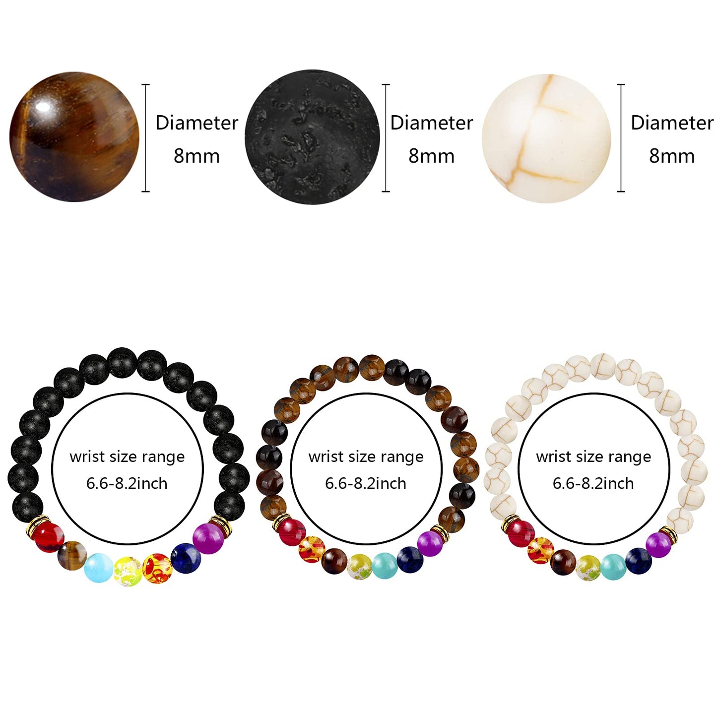 Hazms 18 Pcs Chakra Bracelets for Women Men-Crystal Bracelets Beaded Bracelets Rock 7 Chakra Crystals and Healing Stones Bracelets 8mm Relief Yoga Menditation Beads Bracelets for Womens