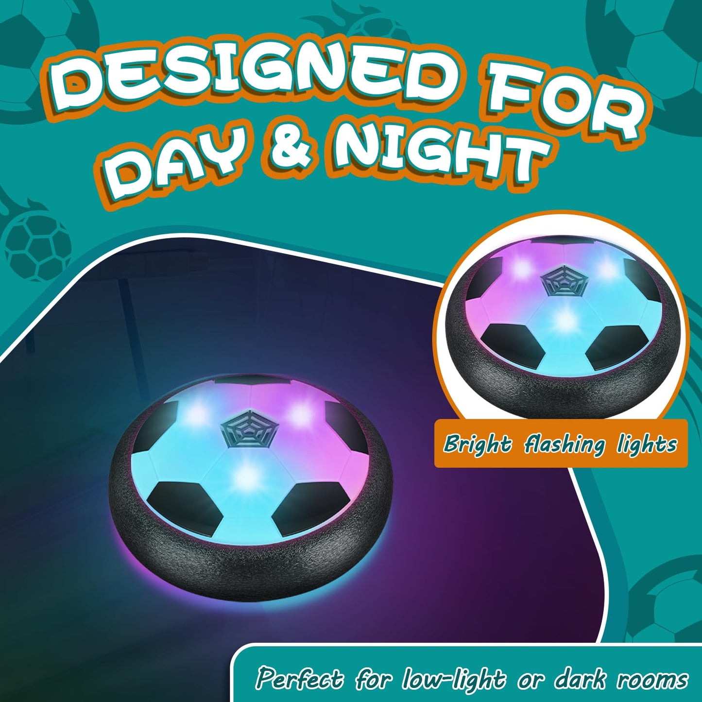 Set of 1 Light Up LED Soccer Ball Toys, Hover Toys for Boys Girls 4-7 8-12, Stocking Stuffers for Kids, for 3 4 5 6 7 8 9 10 11 12 Year Old Boys Girls