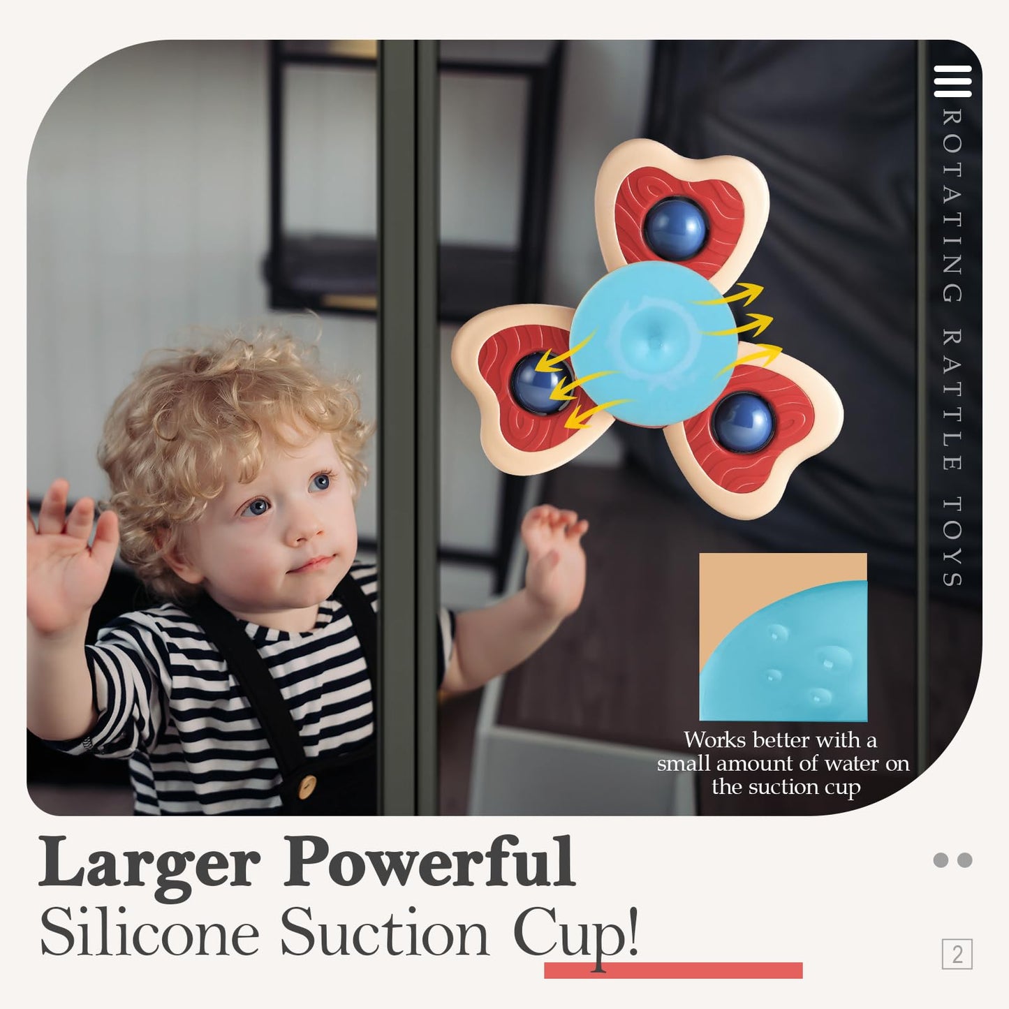 ALASOU 4 PCS Animal Car Toys and 3 PCS Suction Cup Rotating Toys for Infant and Toddlers