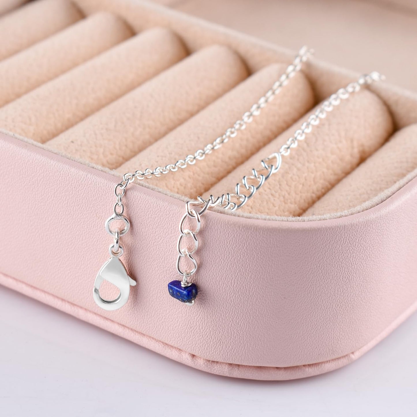 Yanara Lapis Lazuli Anklets Nuggets Ankle Bracelets for Women Natural Birthstone Silver Plated Jewelry in 9” +1.5” inch Chakra Crystals Valentines Day Gifts For Her