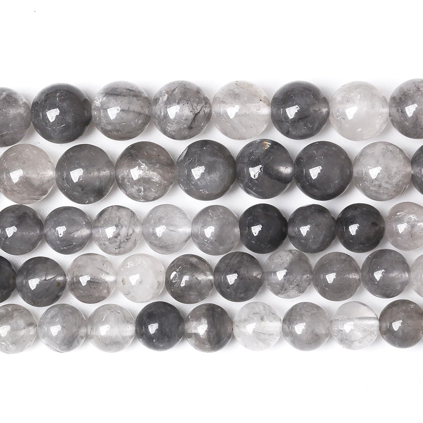 32pcs 12mm Natural Grey Cloud Crystal Stone Beads for Jewelry Making Energy Healing Power Stone Beads DIY Bracelet Necklace Accessories 15" (12mm, Grey Cloud Crystal)
