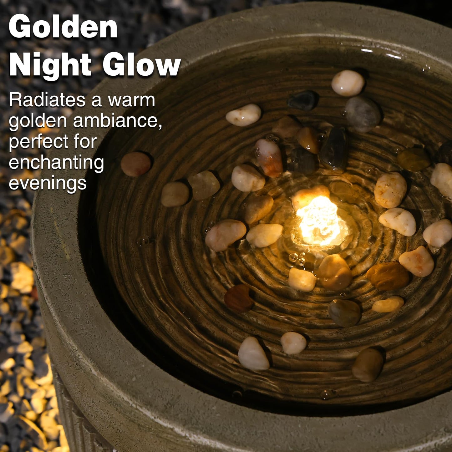 Sunlinua Small Modern Outdoor Water Fountain with Led Lights Tiered Cascading Waterfall Feature with Quiet Pump Floor Water Fountain for Patio Garden Backyard Decking Home and Indoor Décor Brown