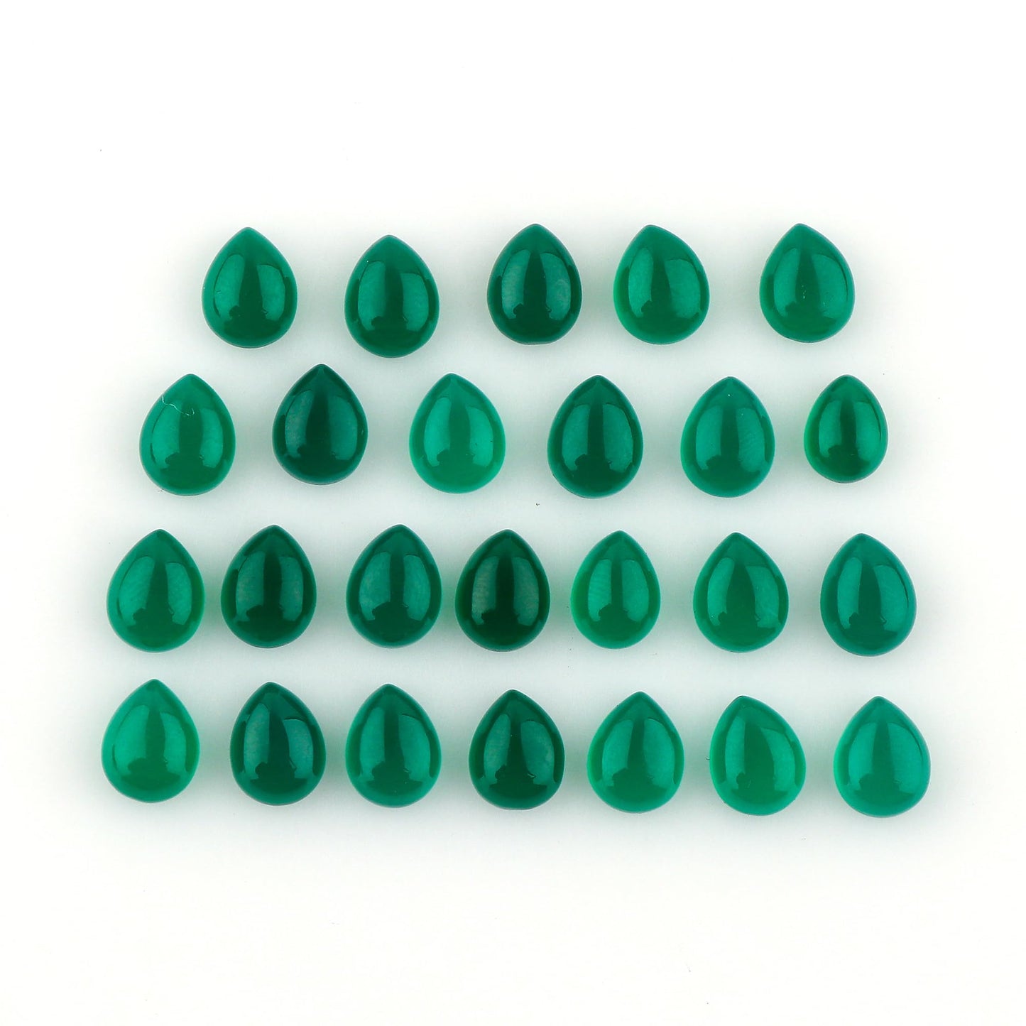 CRYSTALIS 22+pcs Natural Green Onyx Loose Gemstone Wholesale Bulk Cabochons Jewelry Making Supply, Chakra Healing Polished Stones, Wire Wrapping, DIY, Gem Collection, 9x7mm Pear