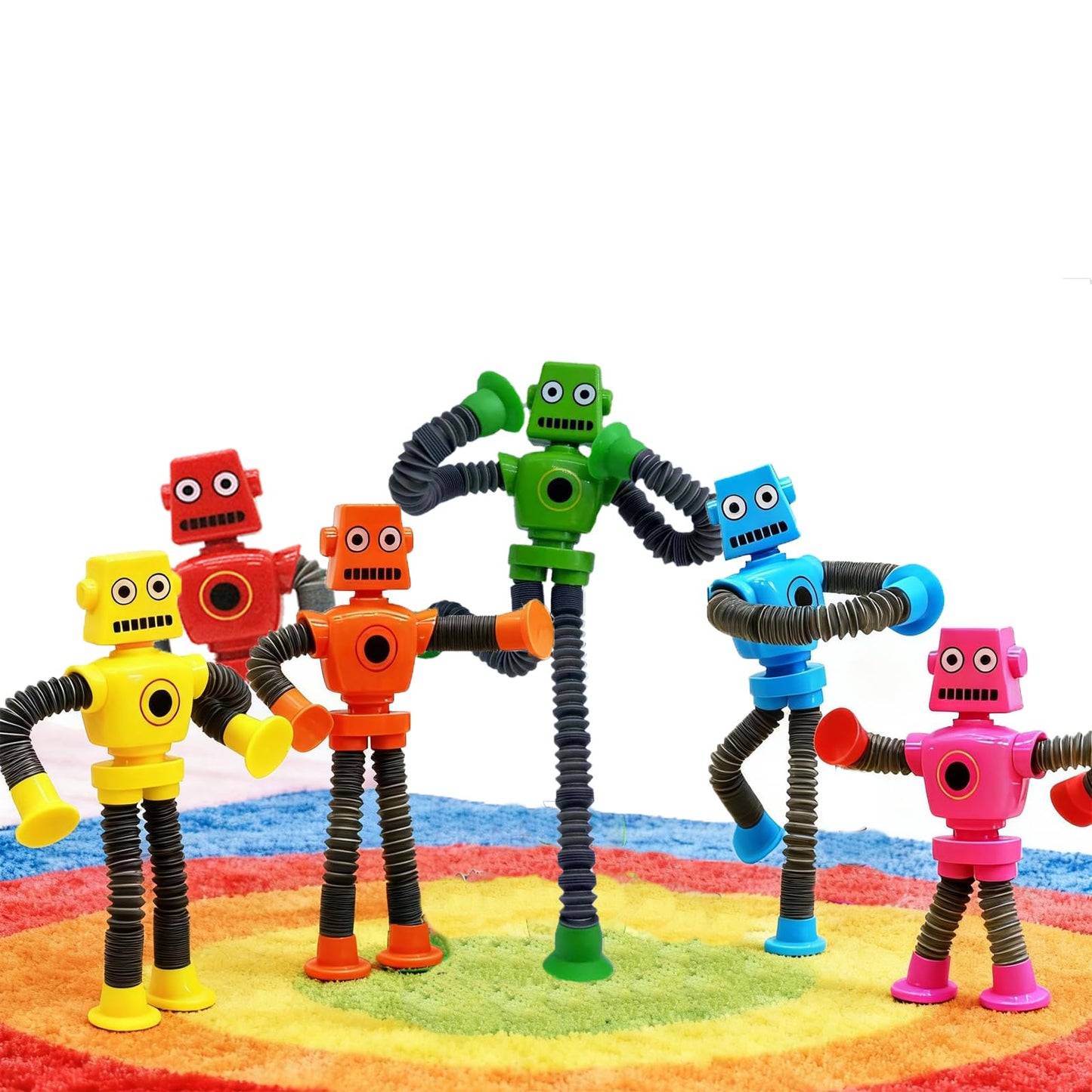 WUQR 12PCS Robot Suction Cup Toys Pop Tubes，Stress Relief Fun Robot-Shaped Suction Cup Toys for Ages 3+，Autism Sensory Products,Sensory for Kids with Autism，Christmas Easter