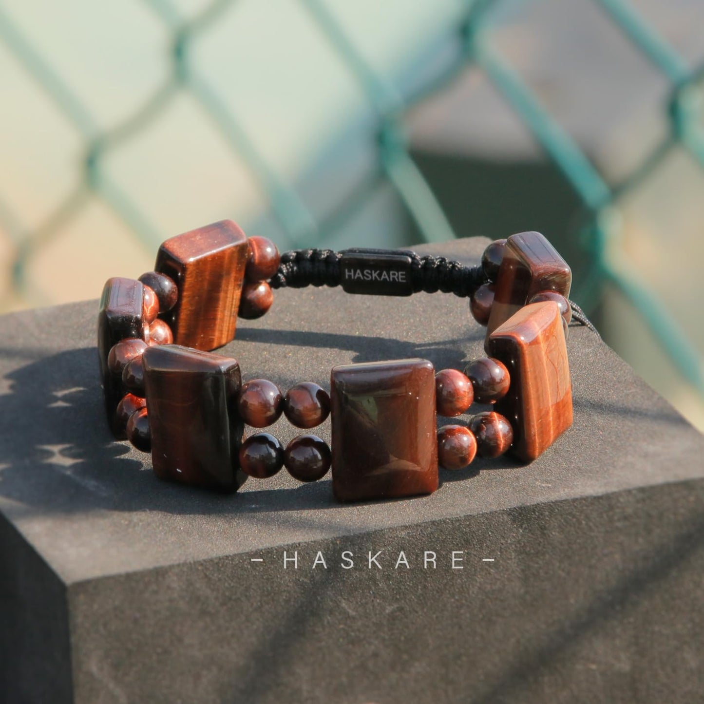 HASKARE Unique Tigers Eye Red Beaded Bracelets for Men, Authentic Mens Bracelet Protection Crystals Tiger Eye Stone Beads Bracelet, Premium Stone Mens Jewelry Macrame Gemstone Good Luck Gifts for Him