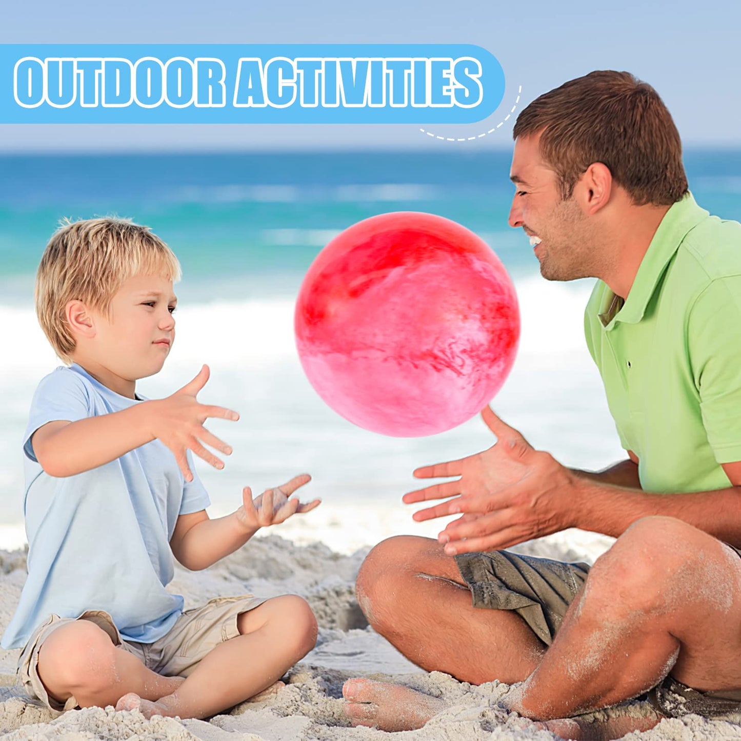 3 otters 6PCS Playground Balls, 8.5 Inches Beach Ball for Kids Inflatable Bouncy Balls with Air Pump, for Kids Adult Indoor Outdoor Sports Games