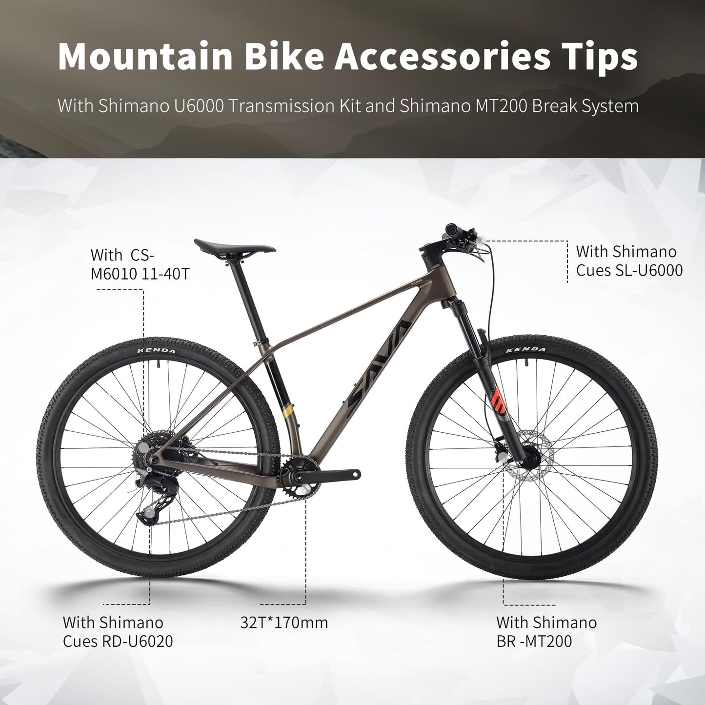 SAVADECK Carbon Fiber MTB with U6000 10 Speed Shift Groupset, Hydraulic Disc Brake wMT200 Break System (Gulf Blue, 29 * 17)
