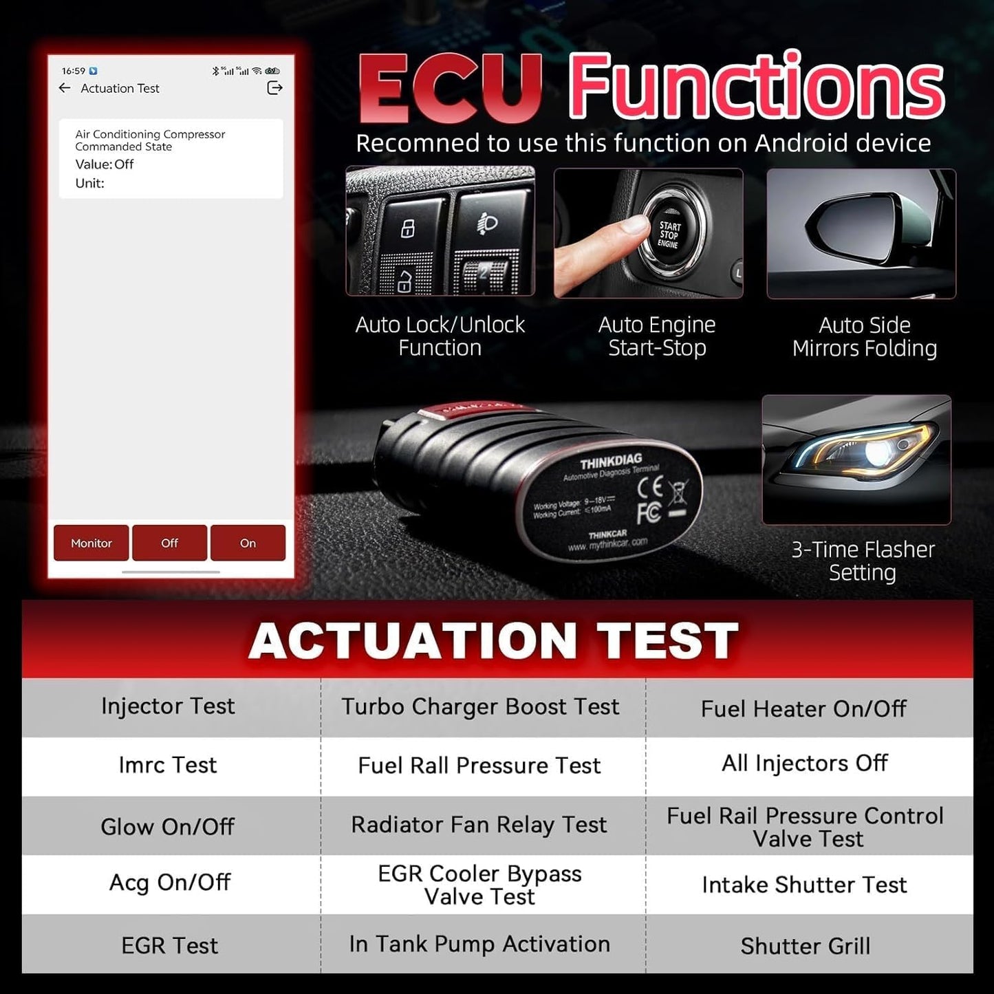 Thinkdiag OBD2 Scanner Bluetooth Full System Bidirectional Diagnostic Scan Tool OE Level Code Reader with ECU Function 15+ Reset Service FCA AutoAuth All Software 1 Year Update Fits for iOS & Android
