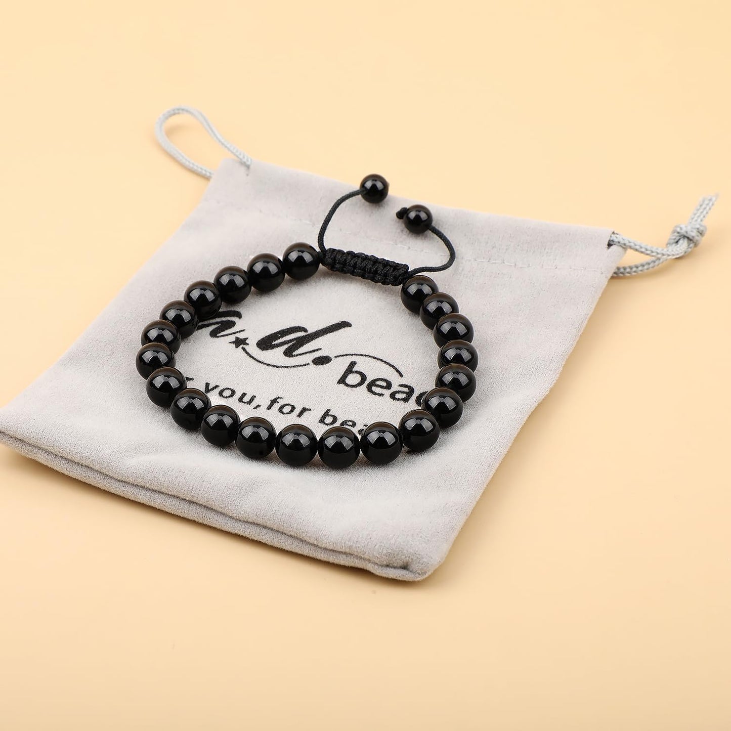 AD Beads Unisex 8mm Gemstone Bracelets Healing Macrame Adjustable 7-9 Inches || wear this healing natural gemstone bracelet help to erase your pain and fear || recover your energy|||, 3, Tourmaline