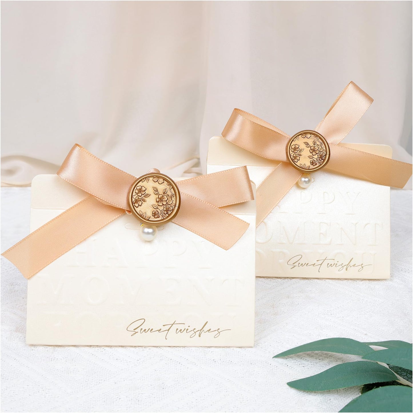 UNIQOOO Wax Seal Stickers - 3D Begonia Wedding Invitation Envelope Botanical Seal Stickers, 50 Pcs Self- Adhesive Antique Gold Stickers, Perfect for Invitation, Christmas, Gift Wrapping, Party