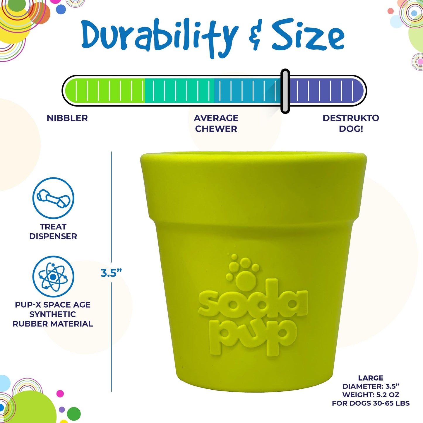 SodaPup Flower Pot – Durable Dog Treat Dispenser & Chew Toy Made in USA from Non-Toxic, Pet Safe, Food Safe Rubber Material for Mental Stimulation, Problem Chewing, Calming Nerves, & More