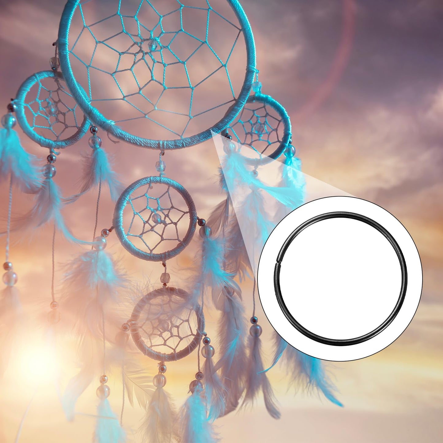 MECCANIXITY 20 Pcs Dream Catcher Rings,Metal Crafts Hoops Floral Hoop 3 Inch Macrame Hoops Rings for DIY Crafts Wreath Making Supplies Plant Hangers, Black