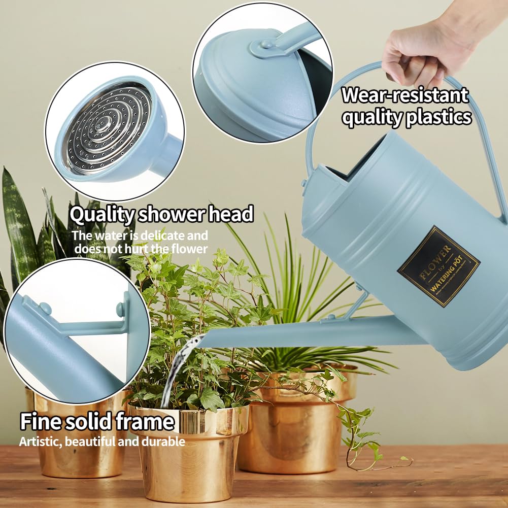0.5 Gallon Small Watering Can for Outdoor Indoor Plants for House Plants, 12 oz Glass Plant Mister Spray Bottle for Bonsai Garden Flowers (Blue)