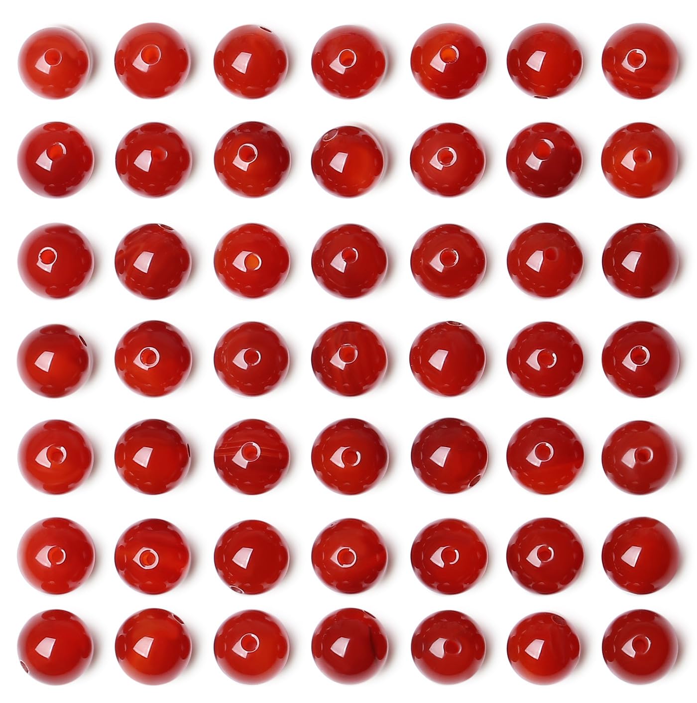 QINJIEJIE 100PCS Red Carnelian Beads 8mm Natural Stone Beads Round Loose Gemstone Bead for Bracelet Beading Crystal Jewelry Making DIY Necklace Earrings 0.32"