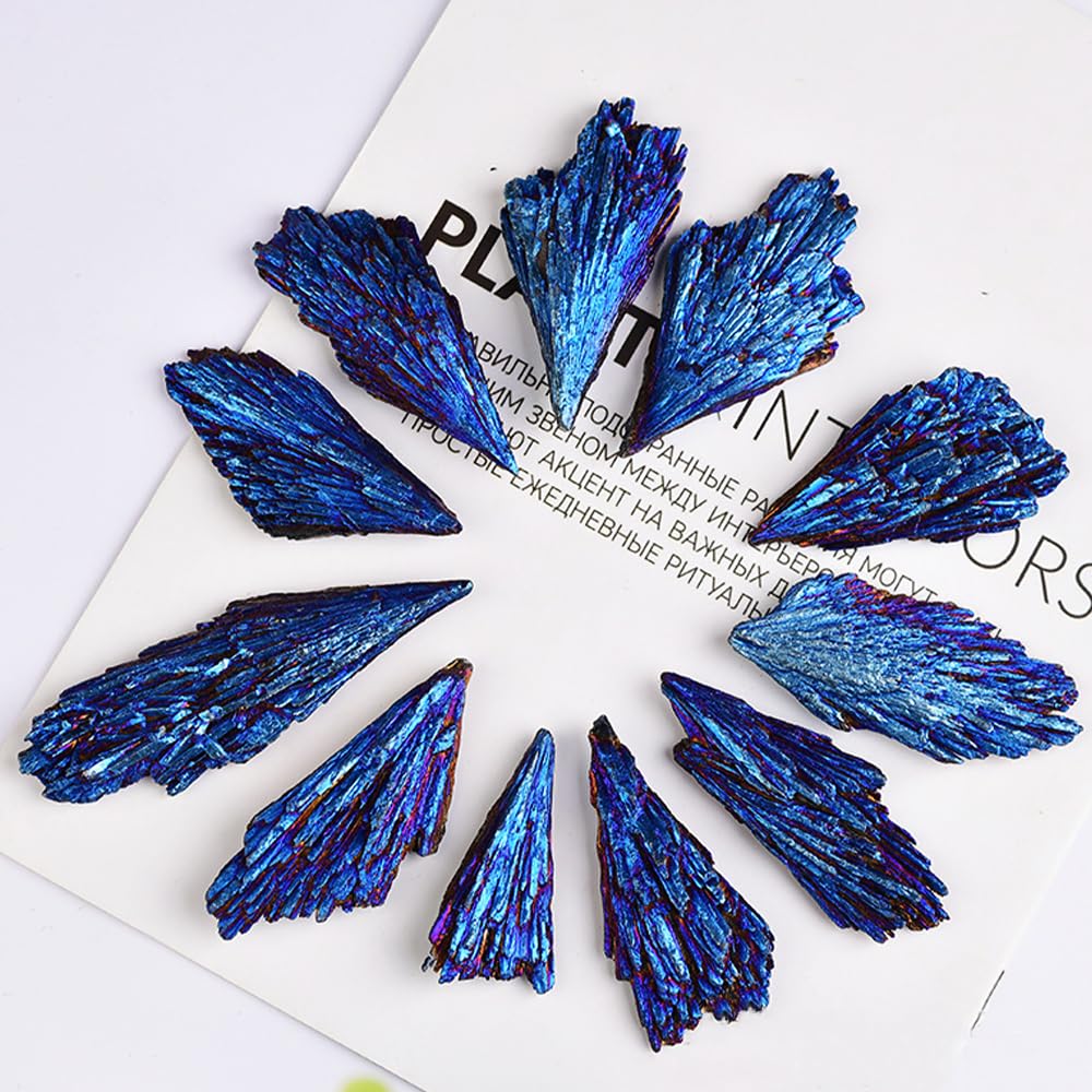 Natural Black Tourmaline Titanium Coated Quartz Crystal | Electroplated Peacock Iridescent Healing Stone Mineral Specimen for Home Decor, Reiki, Chakra Balancing 1-1.6"(Black Tourmaline 460g Set)