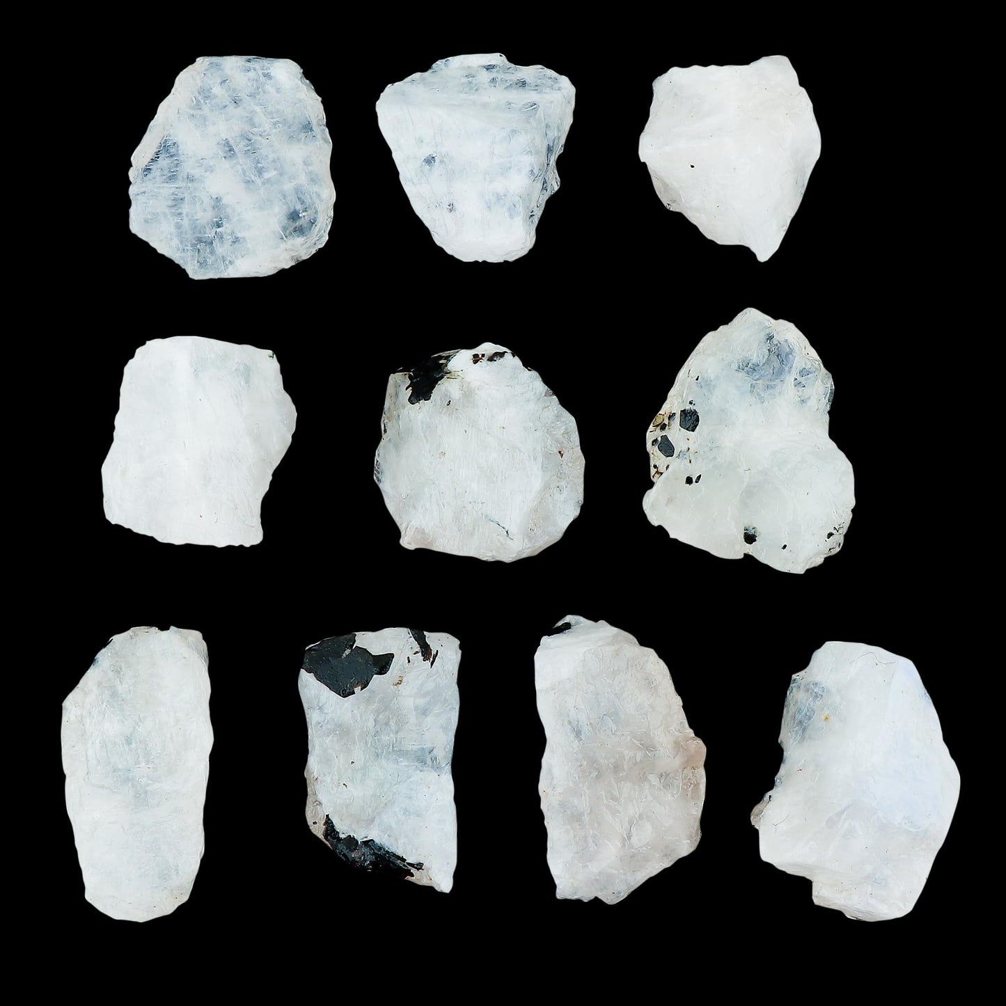 CRYSTALIS Wholesale (100cts) (10pcs) Natural Rainbow Moonstone Loose Gemstone Bulk Rough Jewelry Making Supply, Chakra & Healing Raw Stones, Wire Wrapping, DIY, Gem Collection (10-20mm)