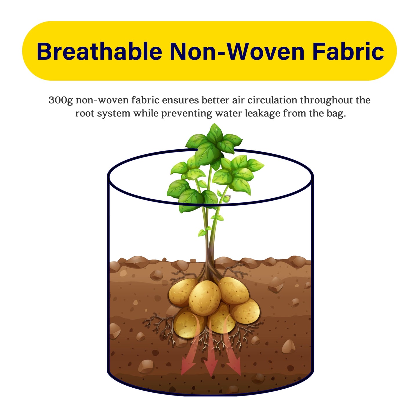 iPower 10 Gallon Potato Grow Bags with Flap, 5-Pack Thick Nonwoven Fabric Planter Pot with Handles and Harvest Window for Potato Tomato and Vegetables, Black