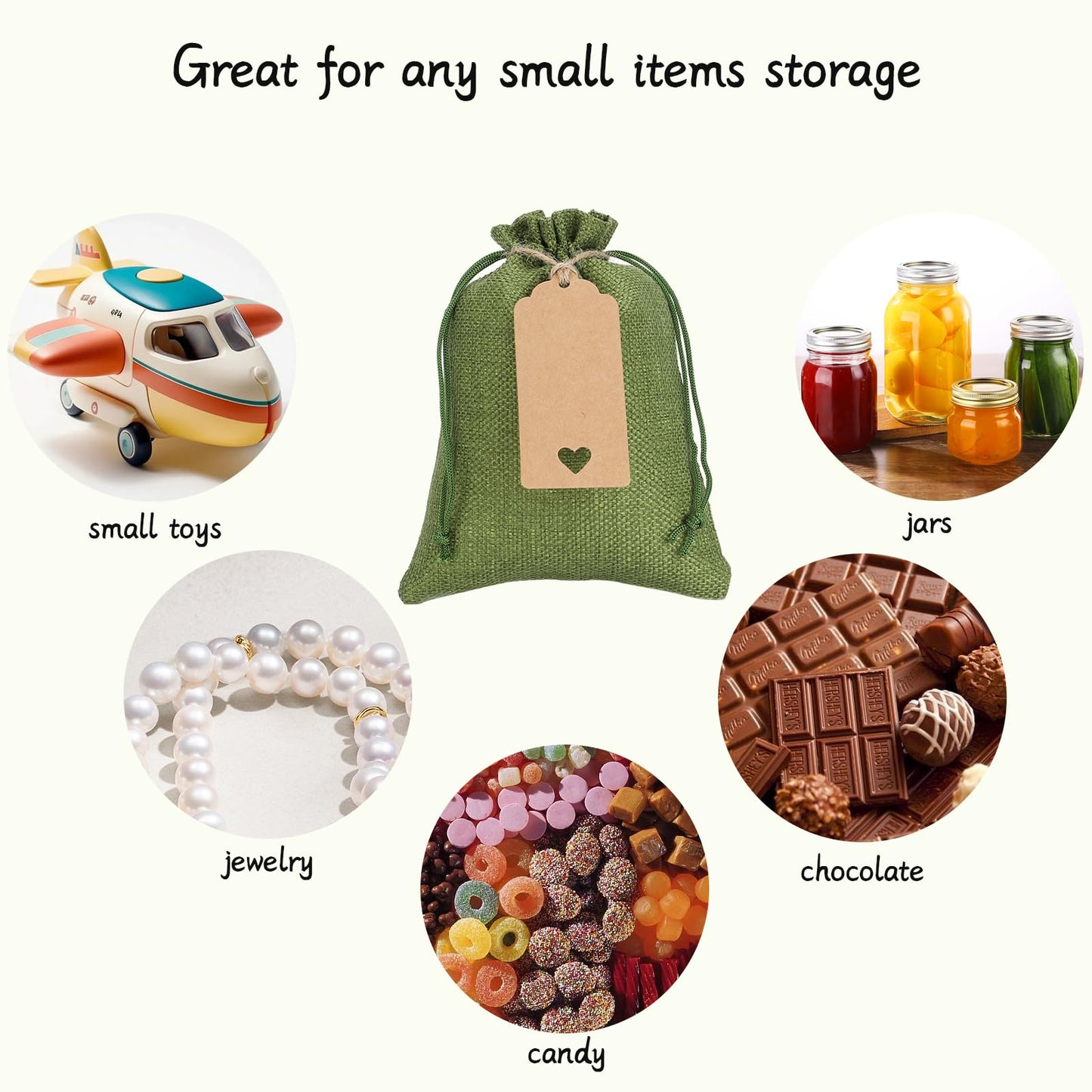 Tapleap Green Burlap Gift Bags with Drawstring - 30Pcs 5x7 Sacks for Wrapping Memorial Day Favors, DIY Craft, Body Butters, Souvenirs, For Small Business, Wedding, Customers