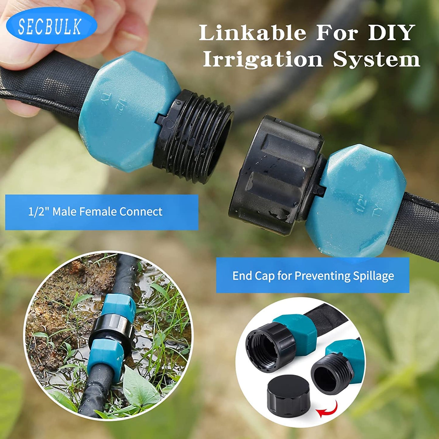 Secbulk 2025 Flat Soaker Hose 75 ft for Garden, 75' Linkable Drip Hose Diy Garden Irrigation System Saving 80% Water, Dual-layer Leak-free Design Water Hose with Holes