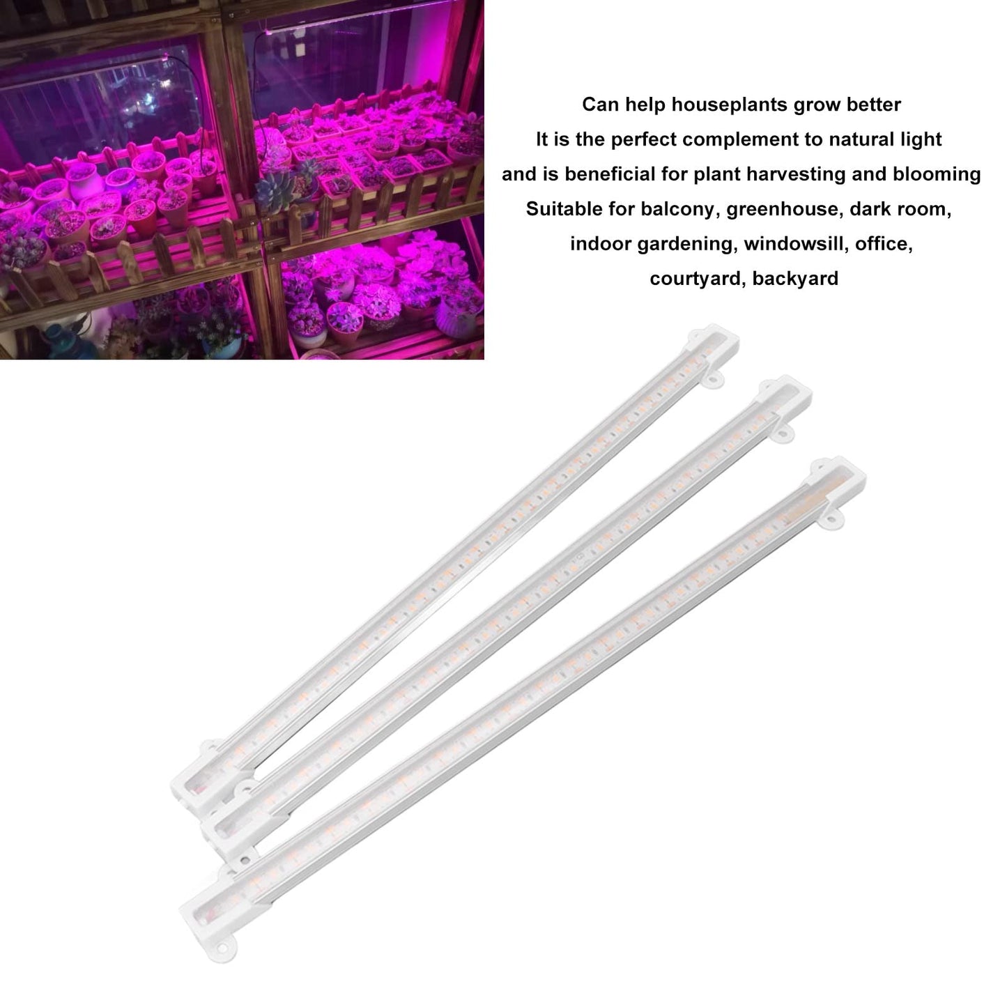QANYEGN Solar Plant Grow Lamp, LED Plant Grow Light Strip, LED Grow Light for Outdoor Indoor Greenhouse(30W)