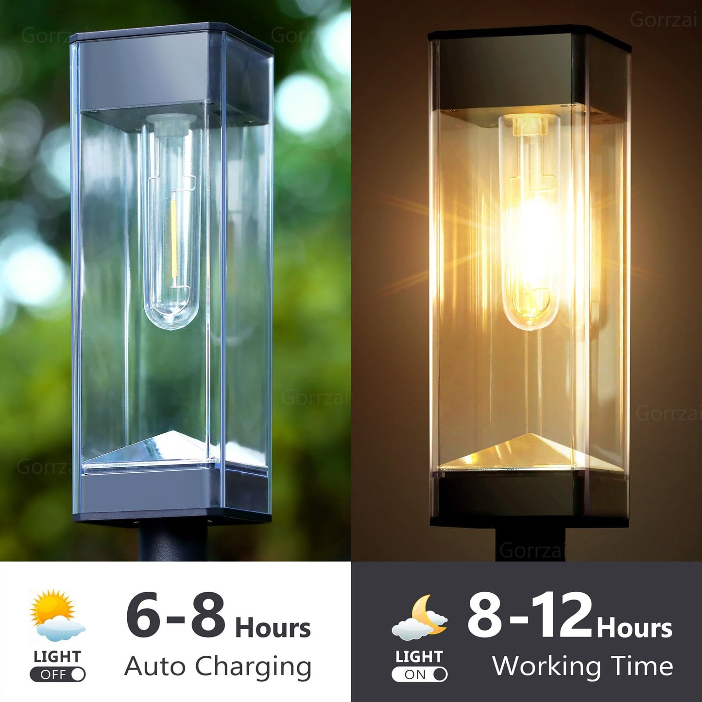 Gorrzai Bright Solar Pathway Lights Outdoor 8 Pack Solar Lights Outdoor LED Waterproof with 3000K Tungsten Filament Bulb Landscape Lighting for Yard, Driveway, Garden, Walkway, Lawn, Path