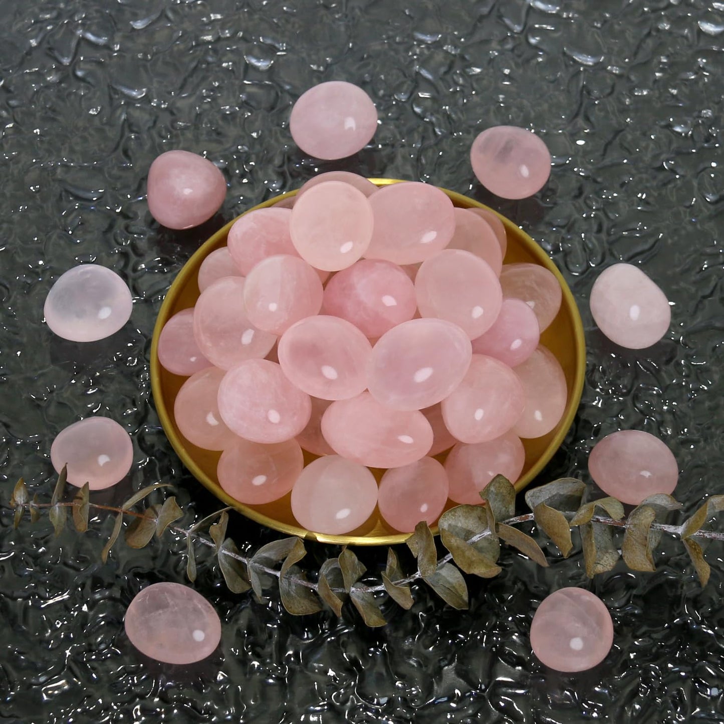 Namzi Brazilian Tumbled Polished Natural Rose Quartz Stones, Crystals and Healing Stones Quartz Bulk for Wicca, Reiki, Healing Energy, Chakra Stones, Witchcraft Supplies(10 Pcs)