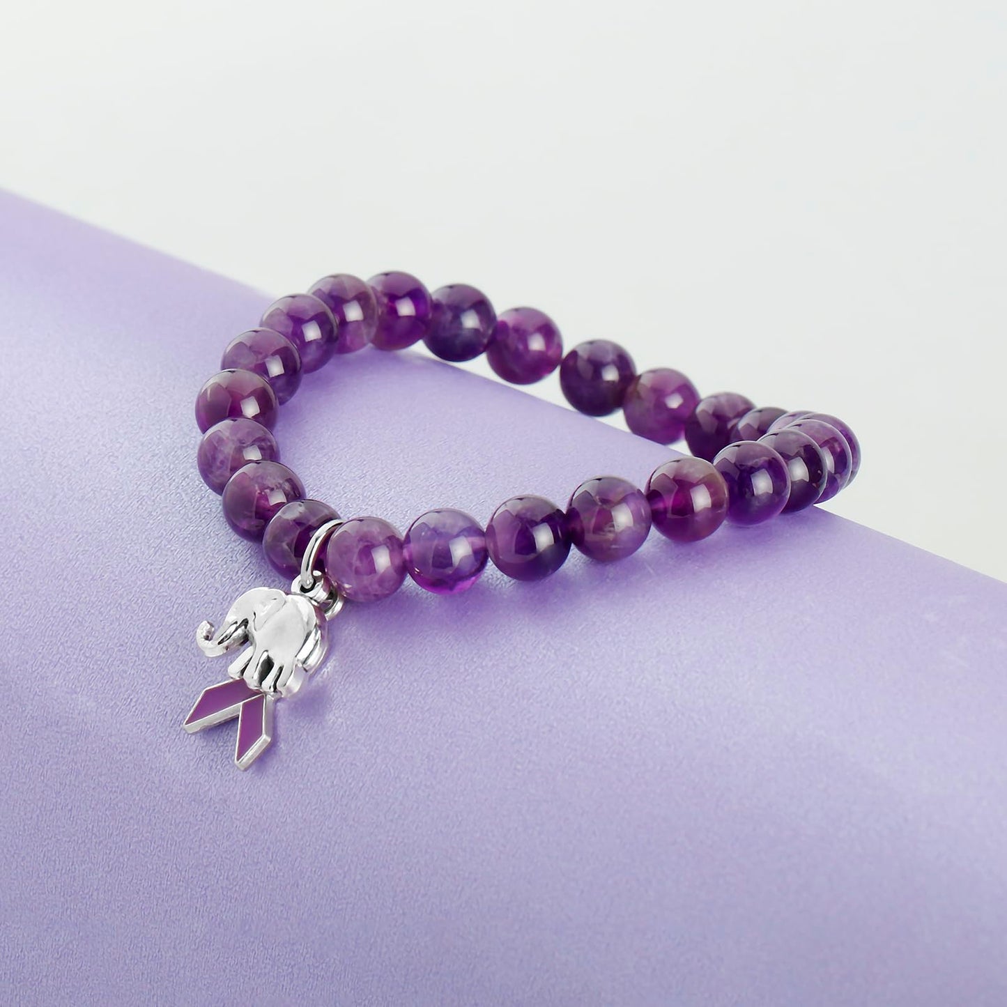 ARHTF Elephant Alzheimers Awareness Bracelet Purple Ribbon Support Alzheimers Family Gifts For Dementia Support (Purple Alzheimers bracelet)