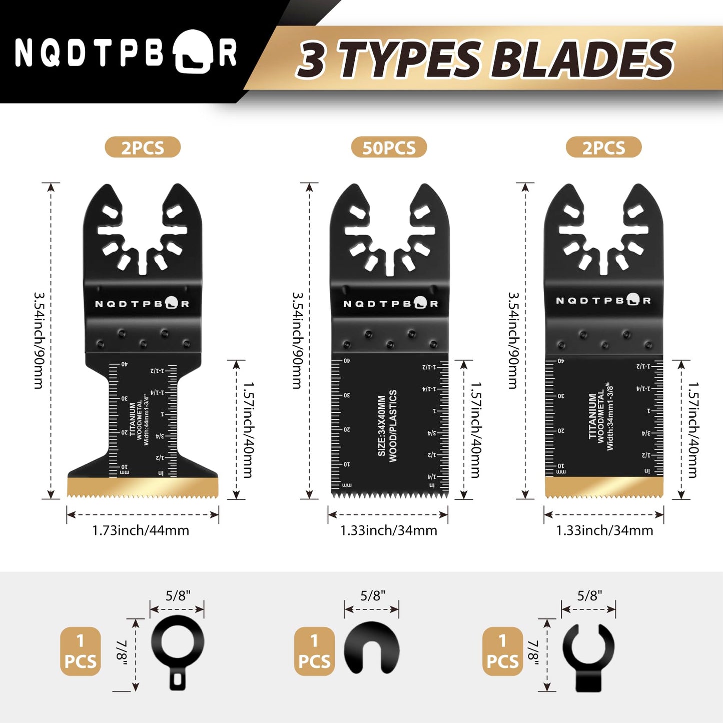 54 PCS Oscillating Saw Blades Professional Universal Wood Multitool Blades Titanium Oscillating Tool Blade for Metal Nails, Wood and Plastic Multi Tool Blades Kits (54PCS)
