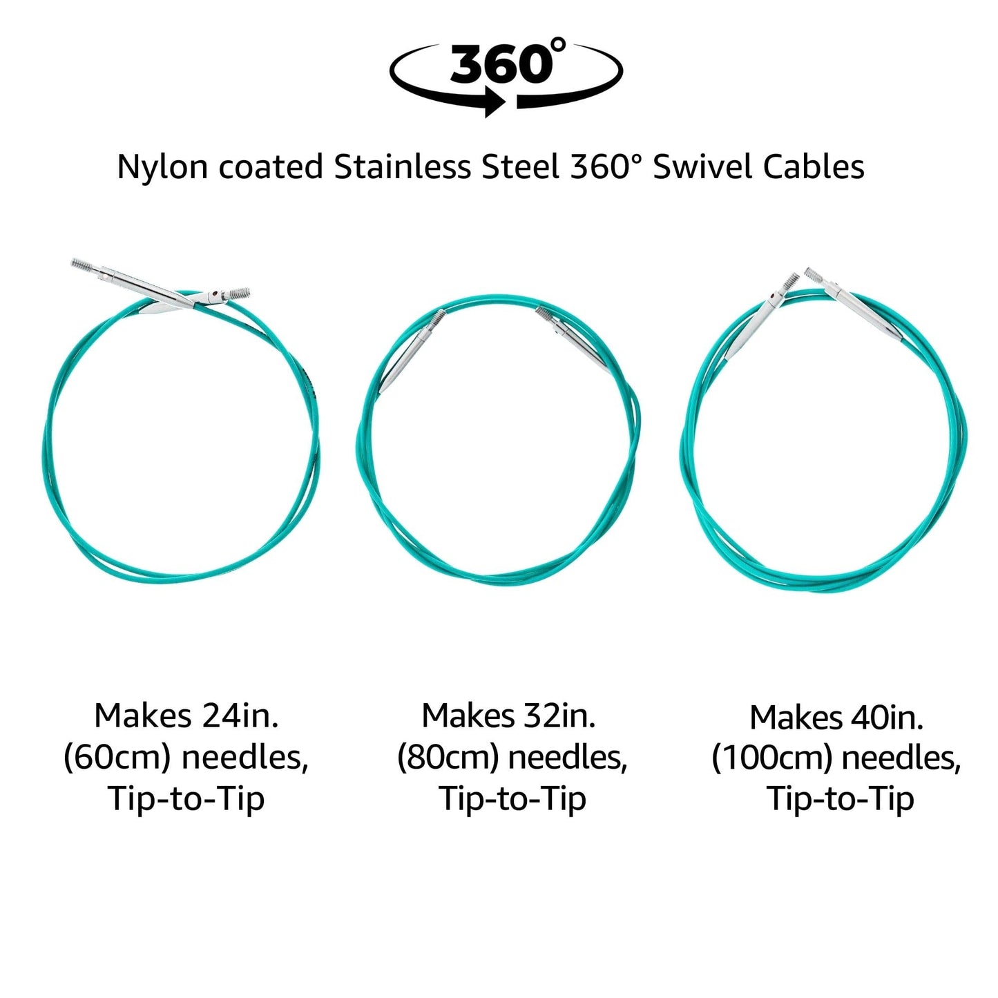 KnitPro Mindful Believe Set 5 Inch Circular Knitting Needles Size 2.5, 4, 5, 6, 7, 8, 9, 10 Interchangeable, 3 Cables, 2 Connectors & More, Fabric Case with Project Bag