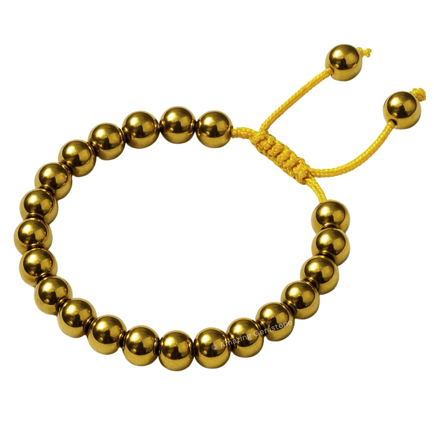 Amazing Gemstone Golden Hematite Bracelet, Gifts For Men & Women - Protection Healing Crystal Bracelet - 8mm Gemstone Beaded Adjustable Bracelet, Pulseras Para Hombres Mujer Stocking Stuffers