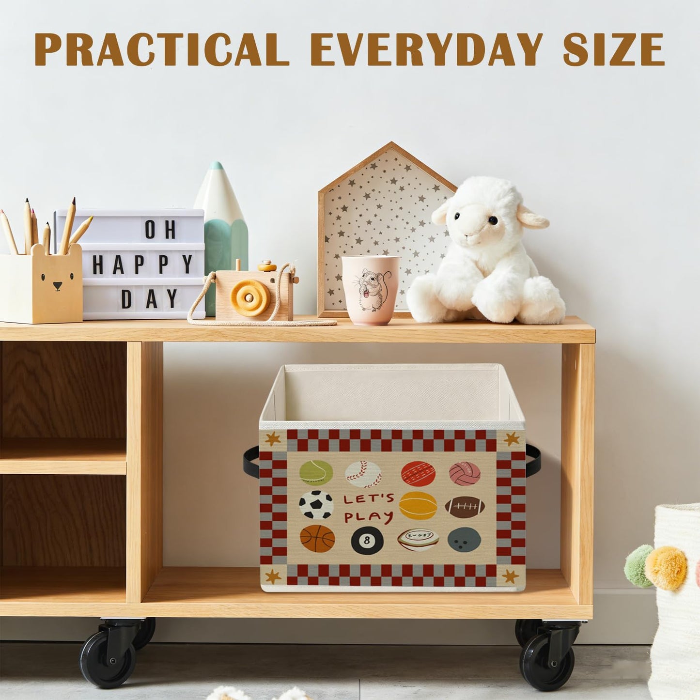 Dilemat Playroom Decor,Nursery Storage Bins Box,Let's Play Foldable Collapsible Storage Basket Organizer for Kids Boy Nursery Room Bedroom Playroom Toys Books Clothes