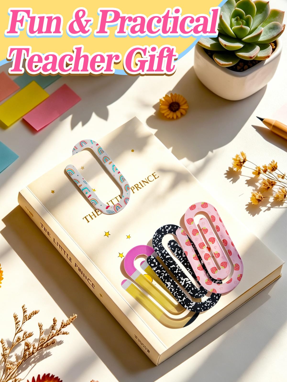 3.9in Cute Jumbo Paper Clips Teacher Appreciation Gifts - 20Pcs Acrylic Large Paperclips Teacher Gifts Bulk for Office Paperwork Classroom Bookmark Back to School Supplies