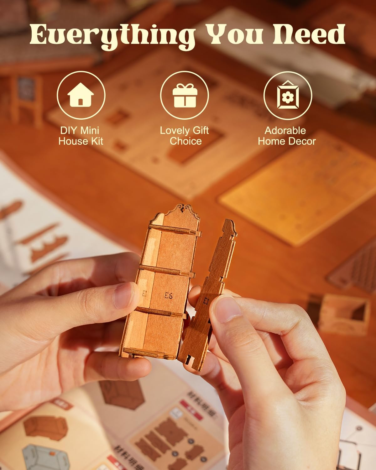 Rowood Miniature House Kit,Mother's Day Mini House Building Kit with LED,DIY Dollhouse Craft Kits for Adults,Birthday for Women Ages 14+(Corner Bookstore)