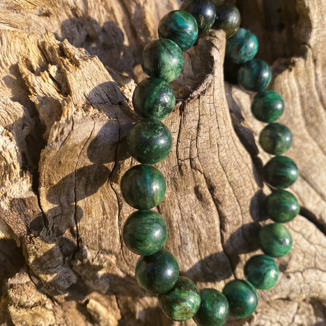 10mm Emerald Bracelet | Natural Green Heart Chakra Crystal Beads - Handmade Gemstone Meditation Bracelet for Abundance & Love & Luck | Beading Tool Kit - Fits for 7-8 inch Large Wrist Size