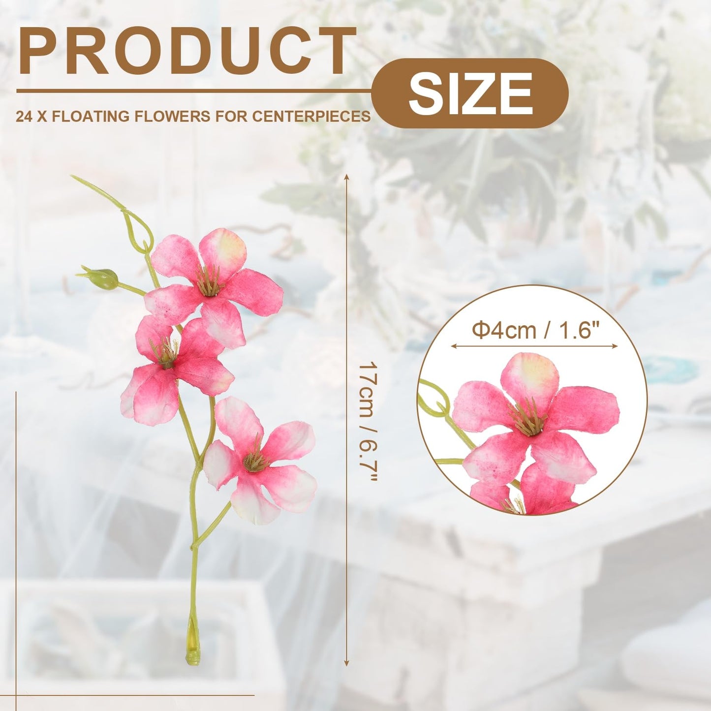 uxcell 24Pcs Floating Flowers for Centerpieces, Pink White Pea Flower Silk Faux Flower Heads for Floating Candles Vases Filler Party Home Table Wedding Centerpieces Decoration