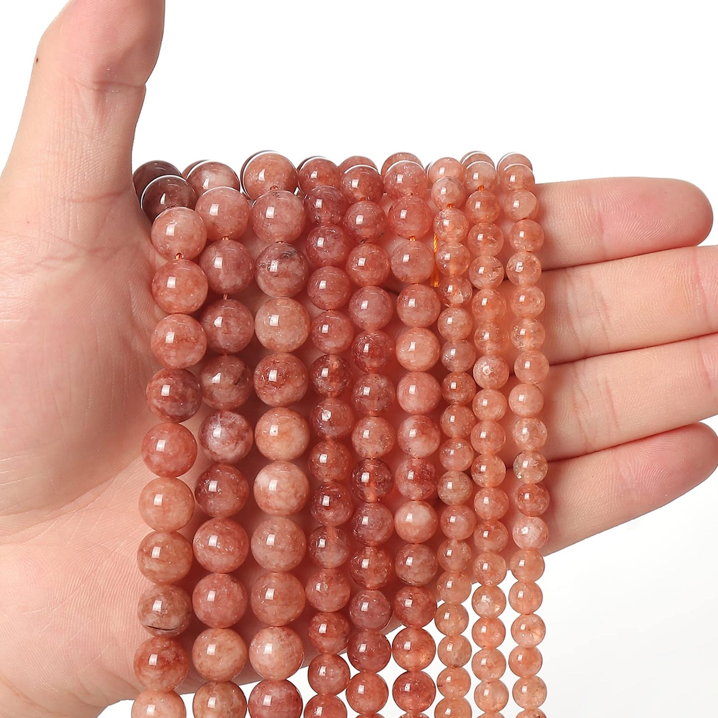 35pcs 10mm Natural Stone Beads Sunstone Chalcedony Beads Energy Crystal Healing Power Gemstone for Jewelry Making, DIY Bracelet Necklace