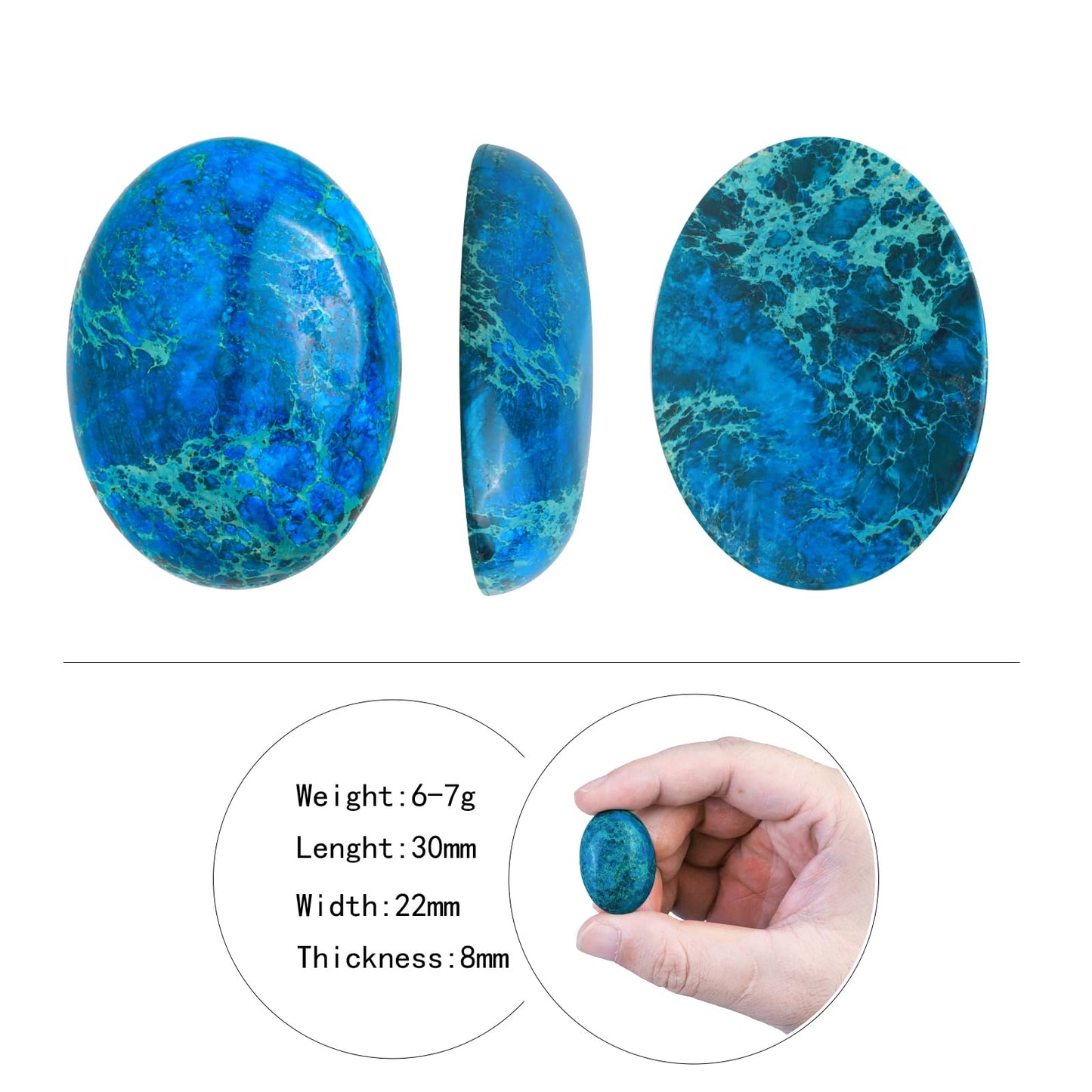 rockcloud 22x30mm Oval Cabochon Flatback Semi-precious Stones Sea Sediment Jasper for Jewelry Making Pack of 5