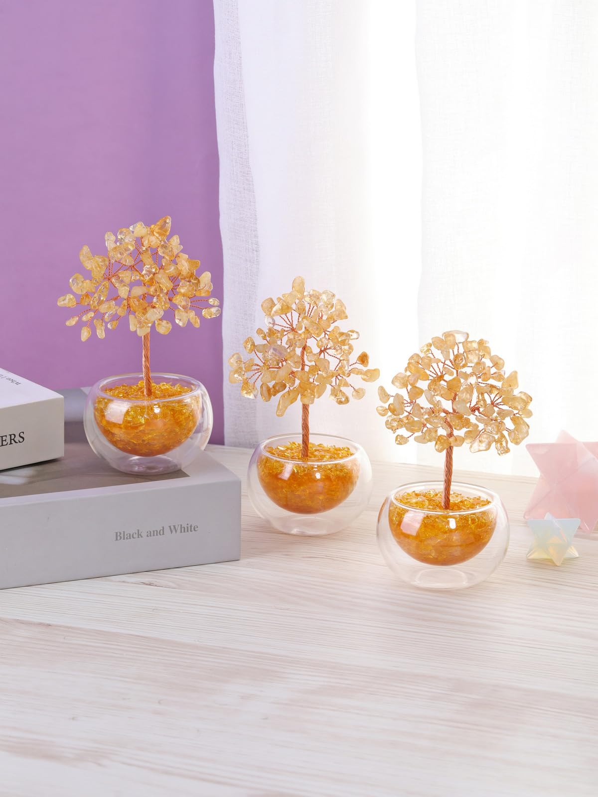 PESOENTH Citrine Crystal Tree of Life Gifts for Women Mom Birthday,Citrine Stone Tree Gem Tree for Positive Energy Good Luck Spiritual Home Room Decor Gifts