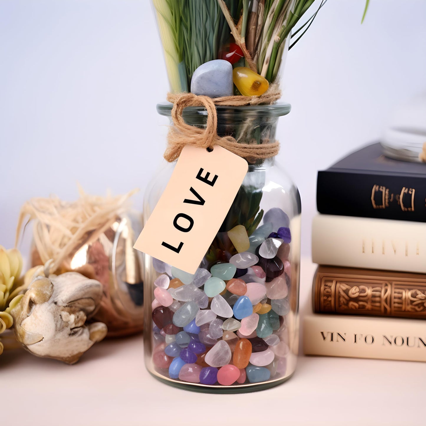 SigMntun Polished Mixed Crystal Chips 200 Pcs - 0.3" Tumbled Stone Chips Crushed Sea Glass Stones Healing Reiki Crystal Making Home Decoration