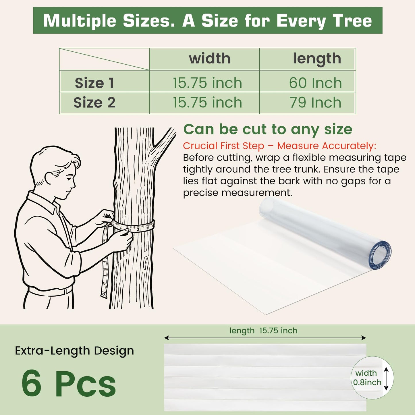 noblequest Iguana Tree Wrap for Damaged Bark, Tree Trunk Protector Guard, Anti-Reptiles Climbing Barrier for Trees with PET Tape, Reusable Tree-Safe Guard (60×15.75in)