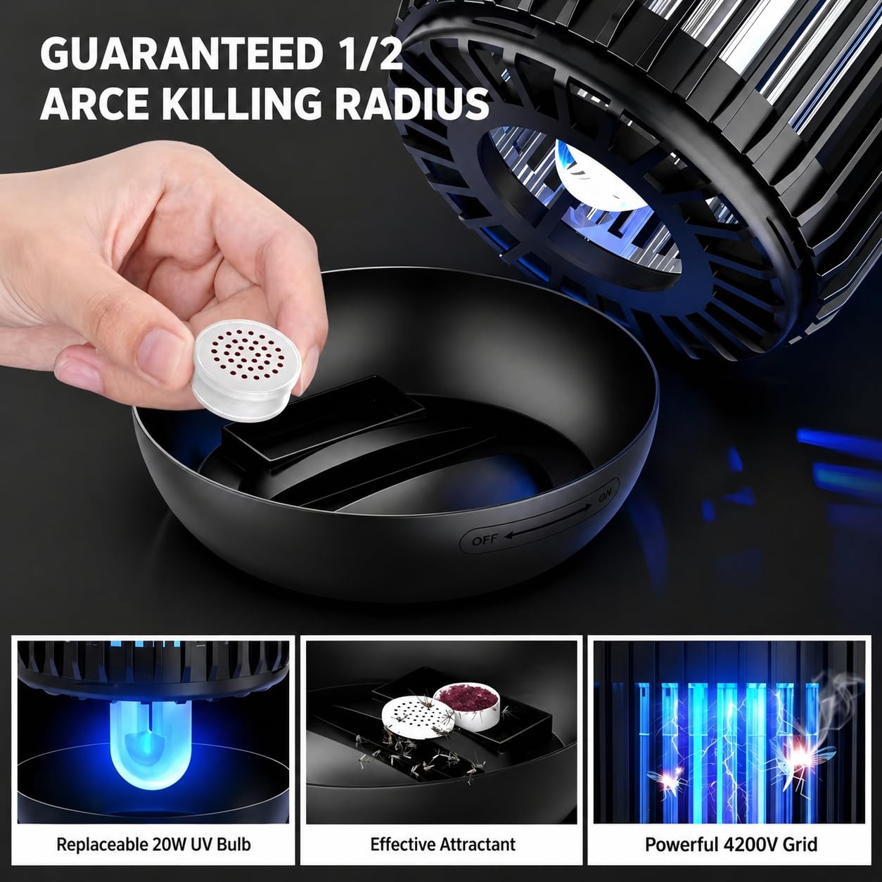 Flyghost Bug Zapper Outdoor Indoor, Mosquito Zapper, Electric Fly Traps IPX4 Waterproof 20W Lamp Fly Insects Traps for Patio, Garage, Backyard, Porch