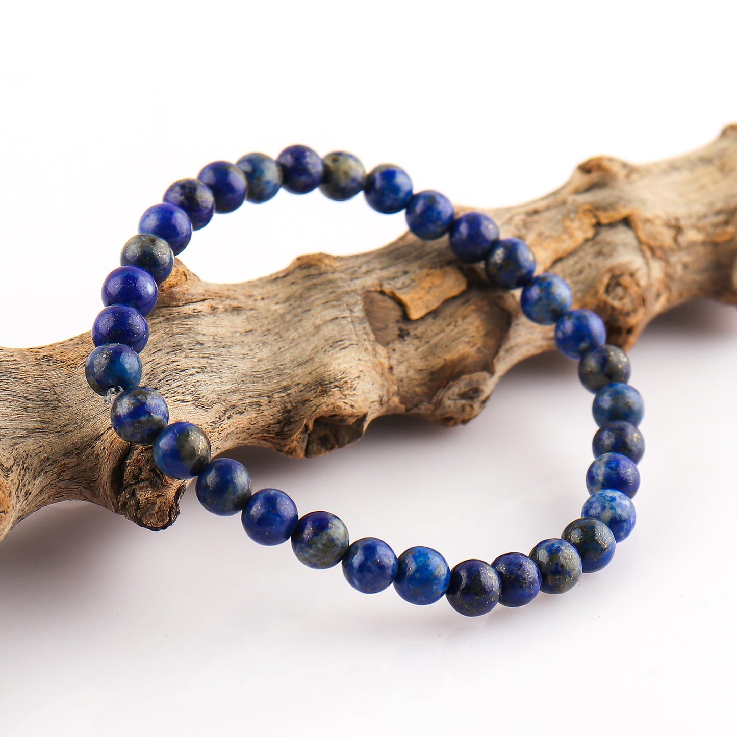 Gemimpression Natural Lapis Lazuli Gemstone Stretchable Bracelet, 6mm Round Beads, Elastic Adjustable Crystal Bracelet for Spiritual Healing, Christmas Gift (Lapis Lazuli)