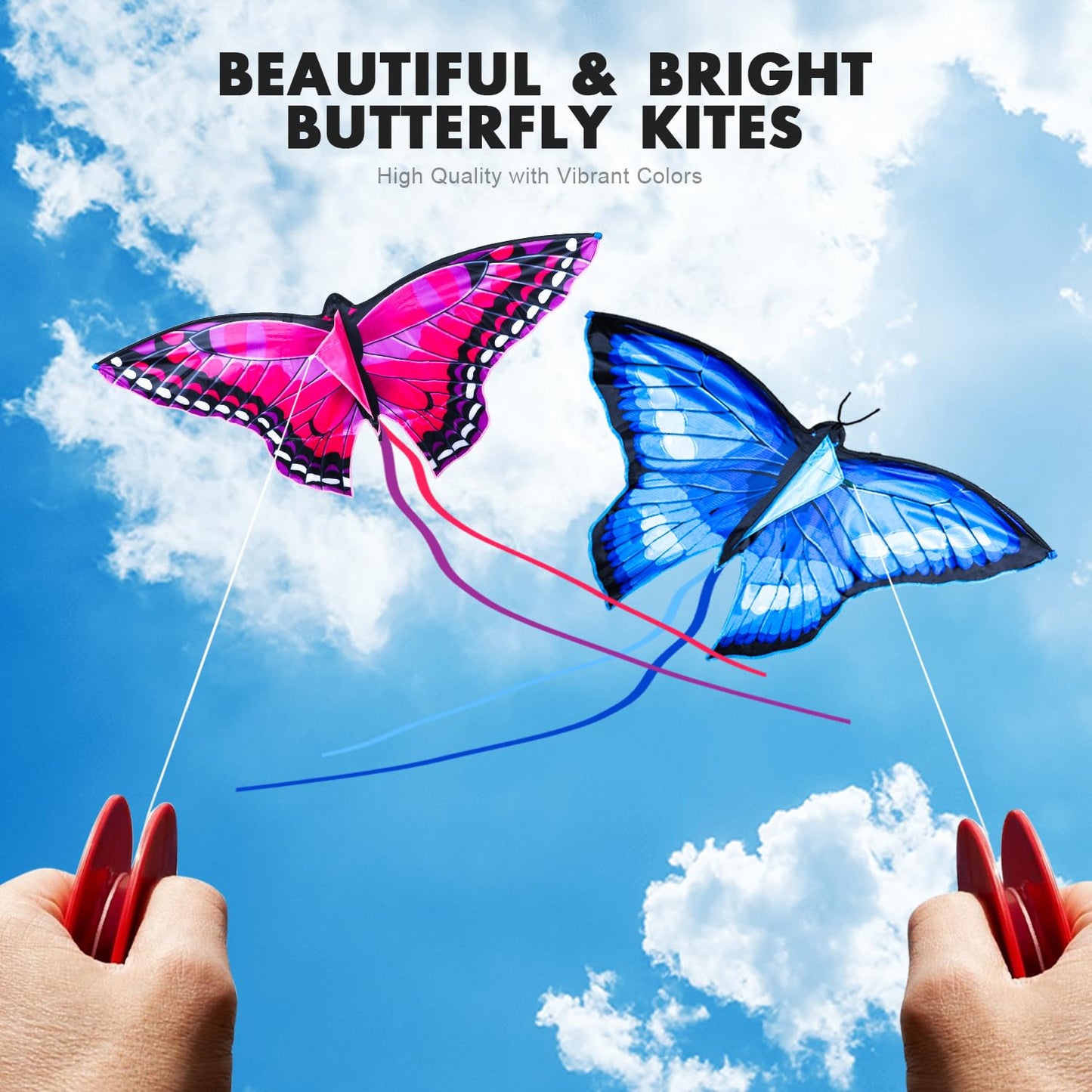 TOY Life 2 Pack Kites for Kids Ages 4-8 8-12, Large Butterfly Kites for Adults and Toddlers Age 3-5, Outdoor Toy Games Beach Kite Easy to Fly for Girls Boys