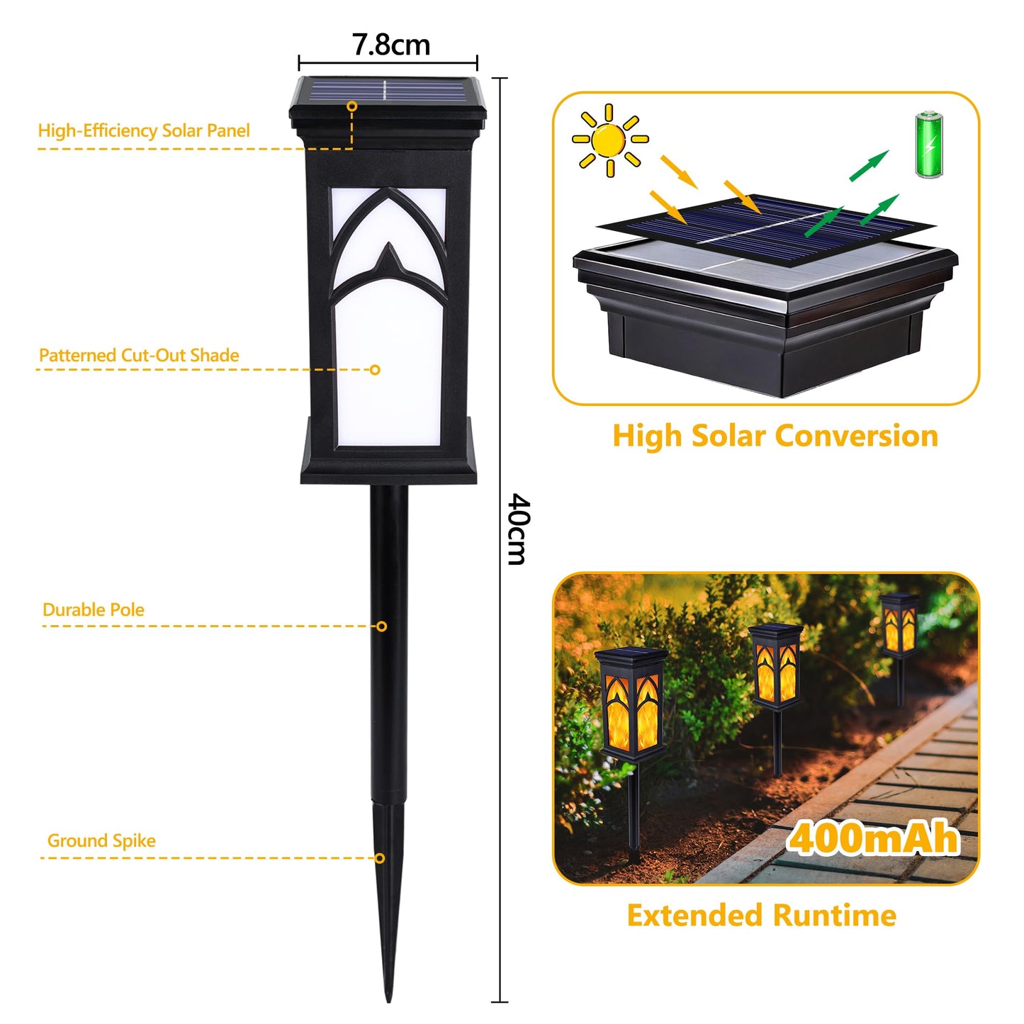 Jnaurb Solar Lights Outdoor, 6 Pack Solar Torch Light with Flickering Flame, Waterproof Garden Lights Outdoor Landscape Lighting, Flame Torches for Outside Patio Pathway Walkway Yard Lawn Decorations