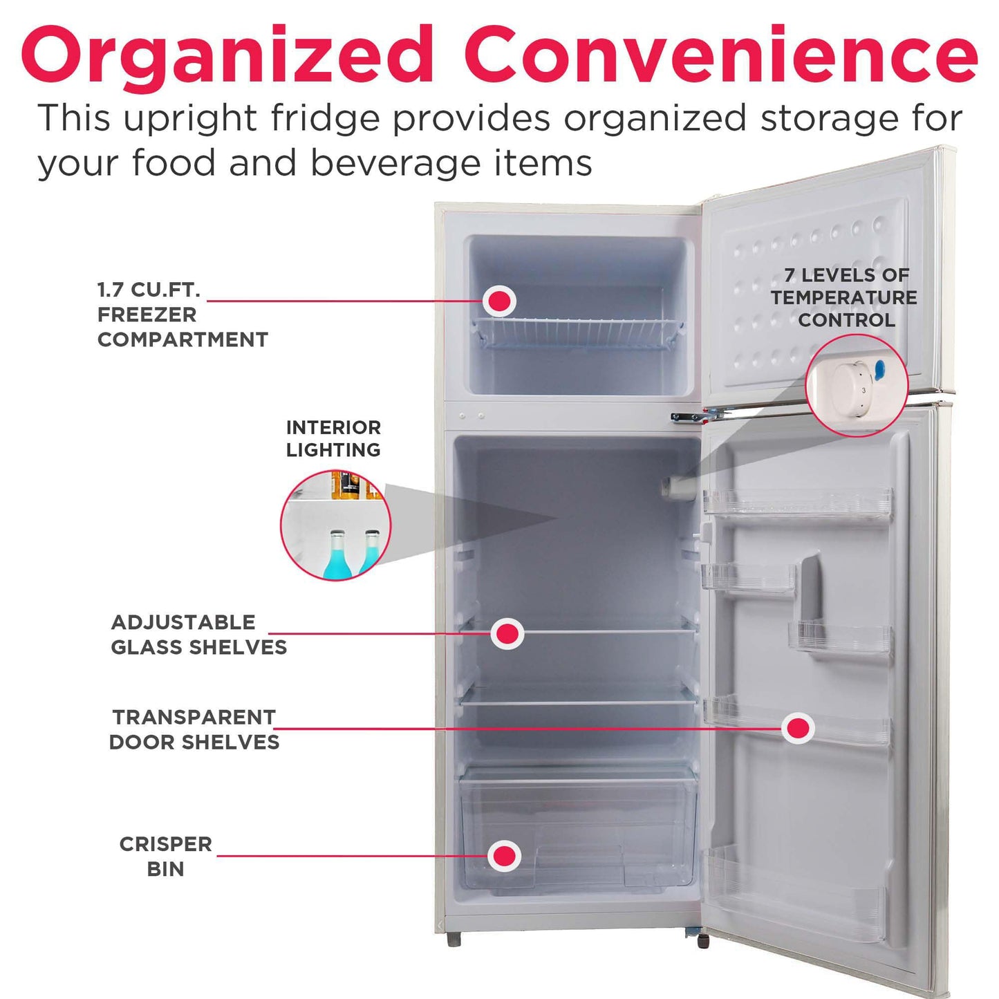 Frigidaire EFR753 Retro Apartment Size Refrigerator with Top Freezer - 2 Door Fridge with 7.5 Cu Ft of Storage Capacity, Adjustable Spill-Proof Shelves, Door & Crisper Bins, CREAM